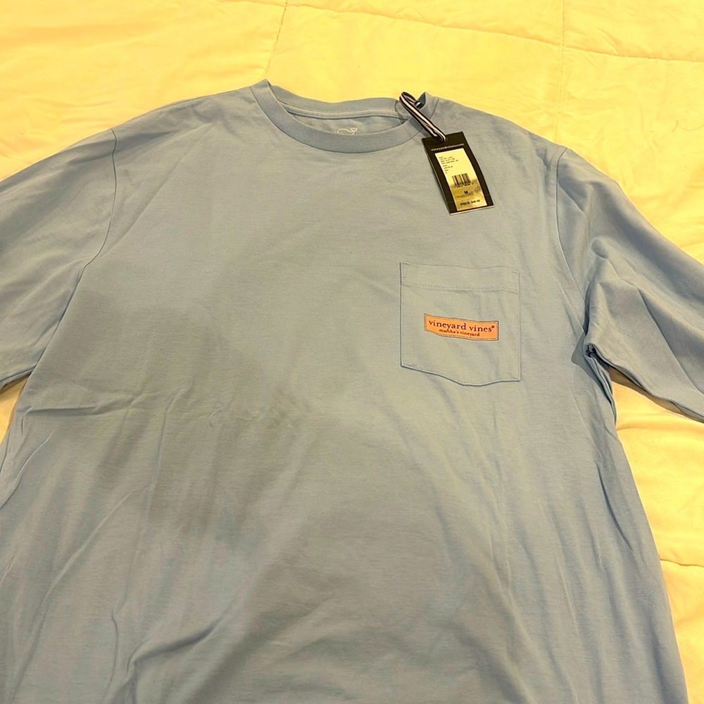 Men's long sleeve light blue tee
